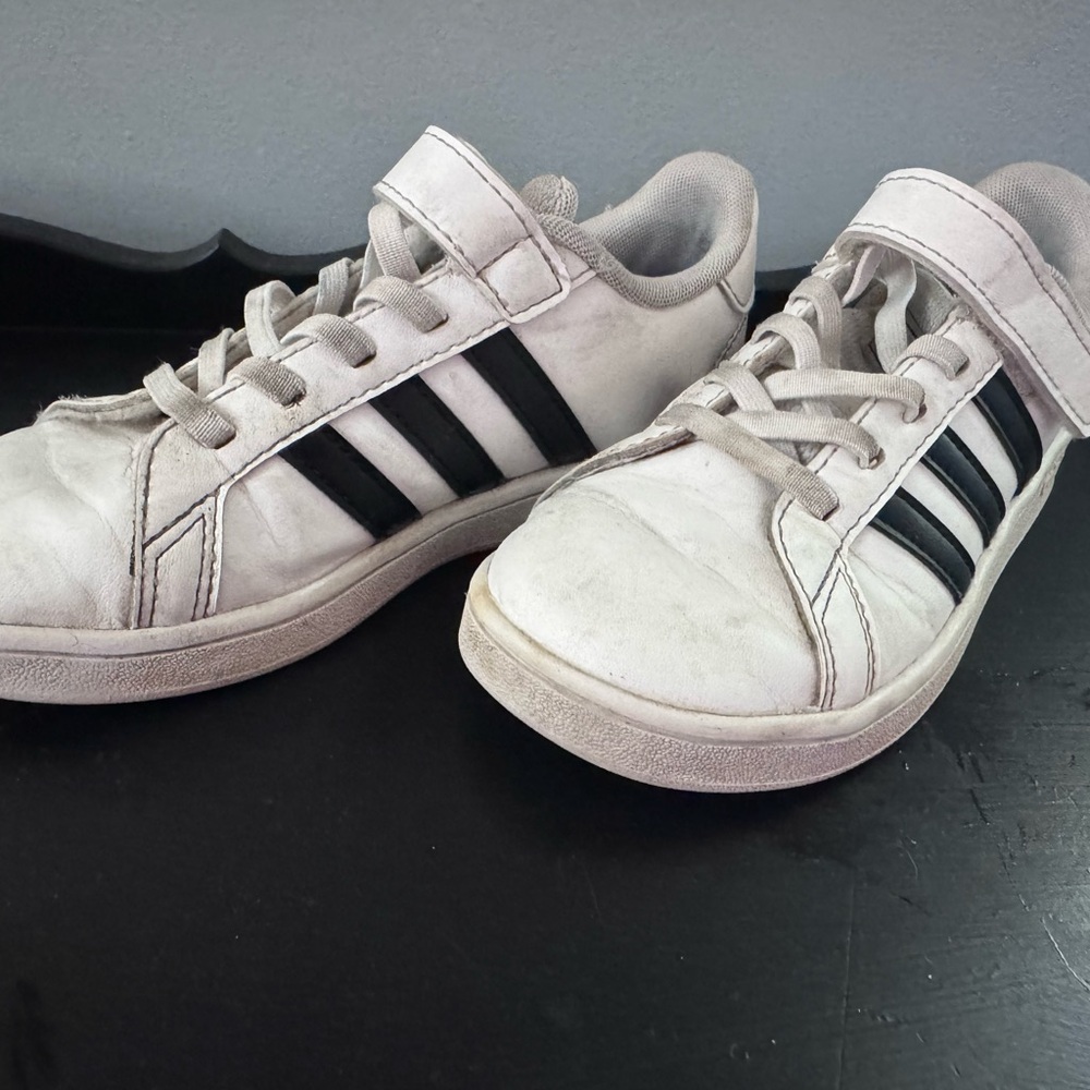 Adidas White and Black Sneakers Classic Low-Top Design